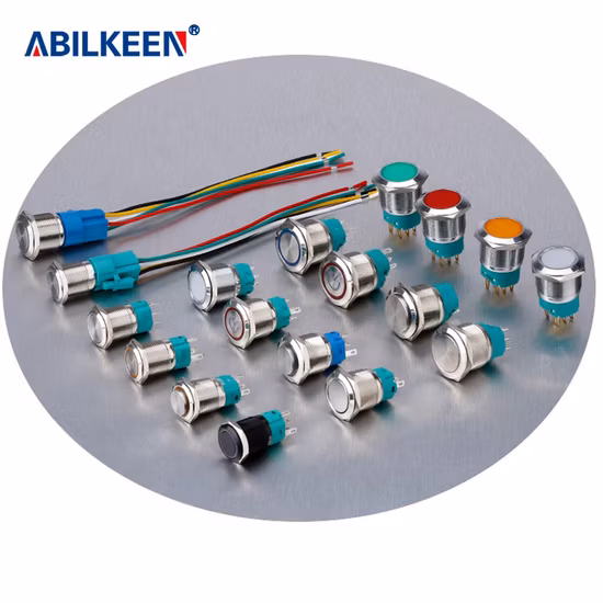16 ミリメートル 12 ボルト非 NC LED 照光防水ラッチ瞬間電源金属プッシュボタンスイッチ