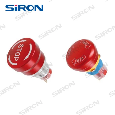 Siron プッシュボタンスイッチキノコ防水金属緊急停止 16mm19mm22mm レッドヘッドスイッチピン端子